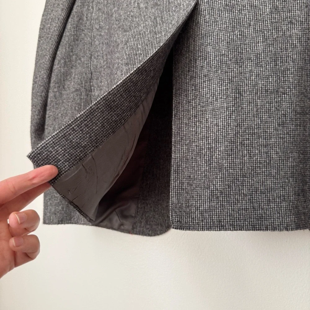Vintage Barrister 100% Camel Hair Blazer Grey Plaid Herringbone Two Button, 42L